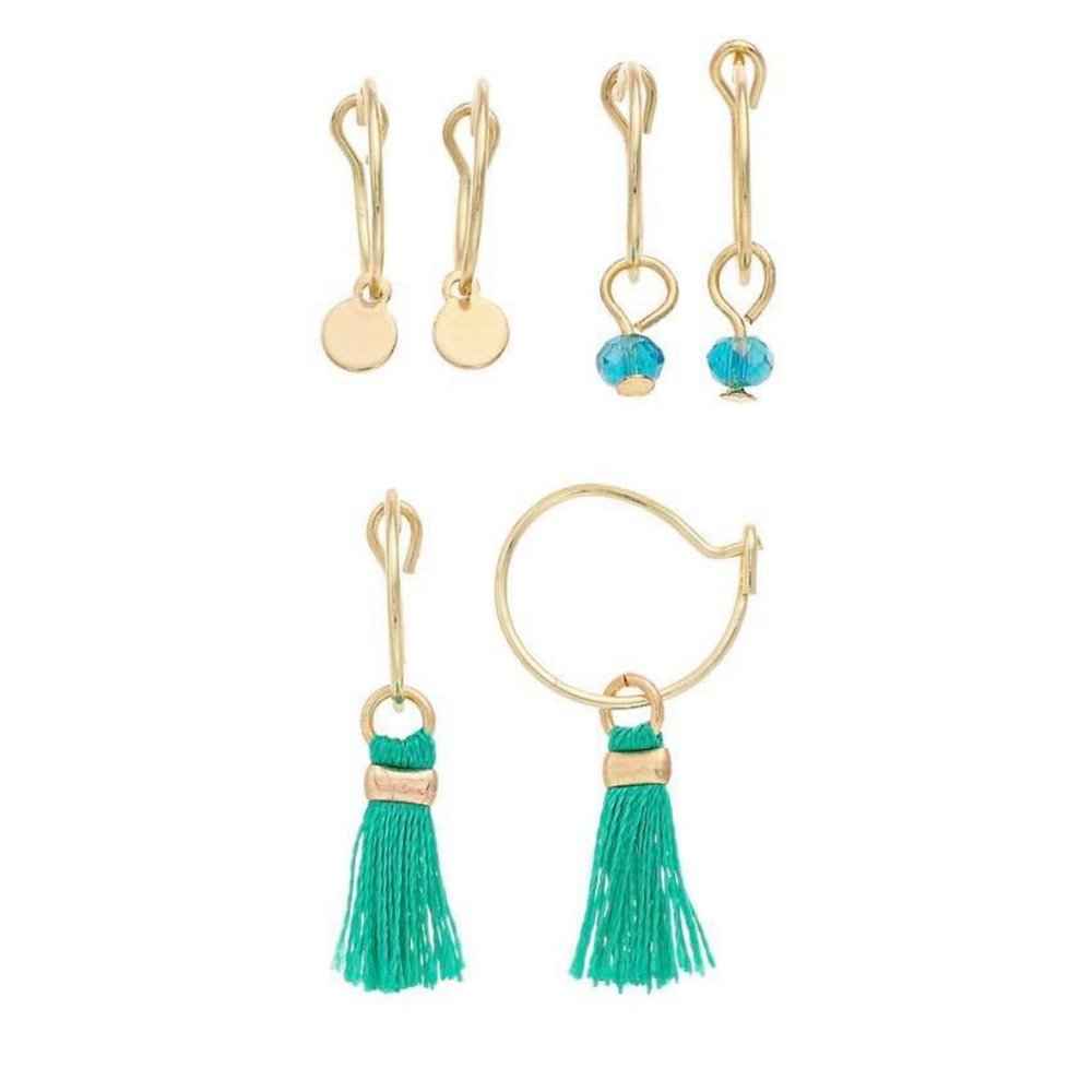 LC Lauren Conrad Teal Nickel Free Drop Earring Set